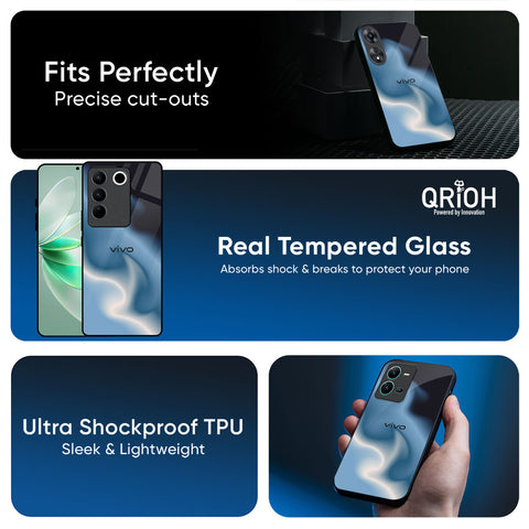 Blue Waves Glass Case for Vivo V50e 5G