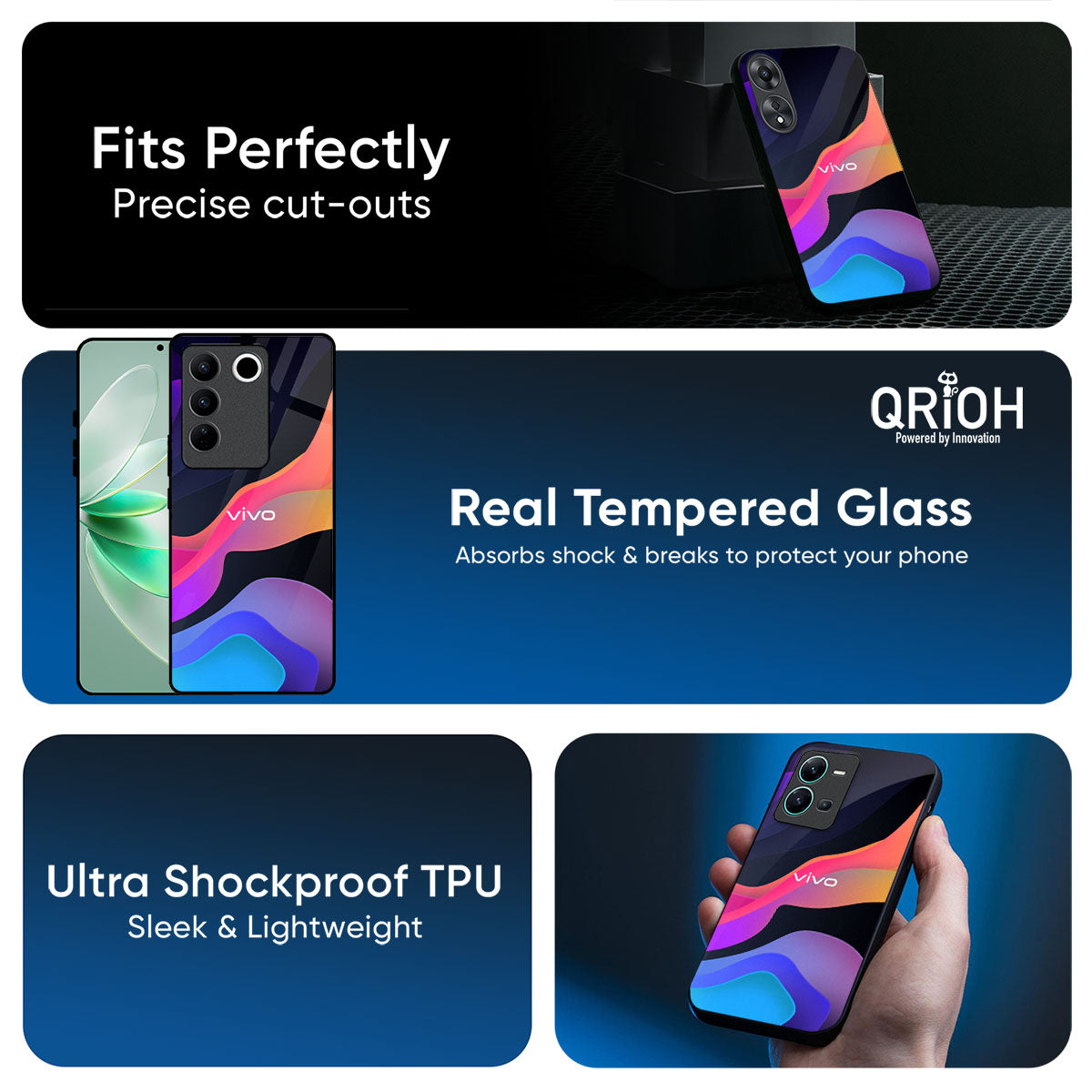 Colorful Fluid Glass Case for Vivo V70 FE 5G