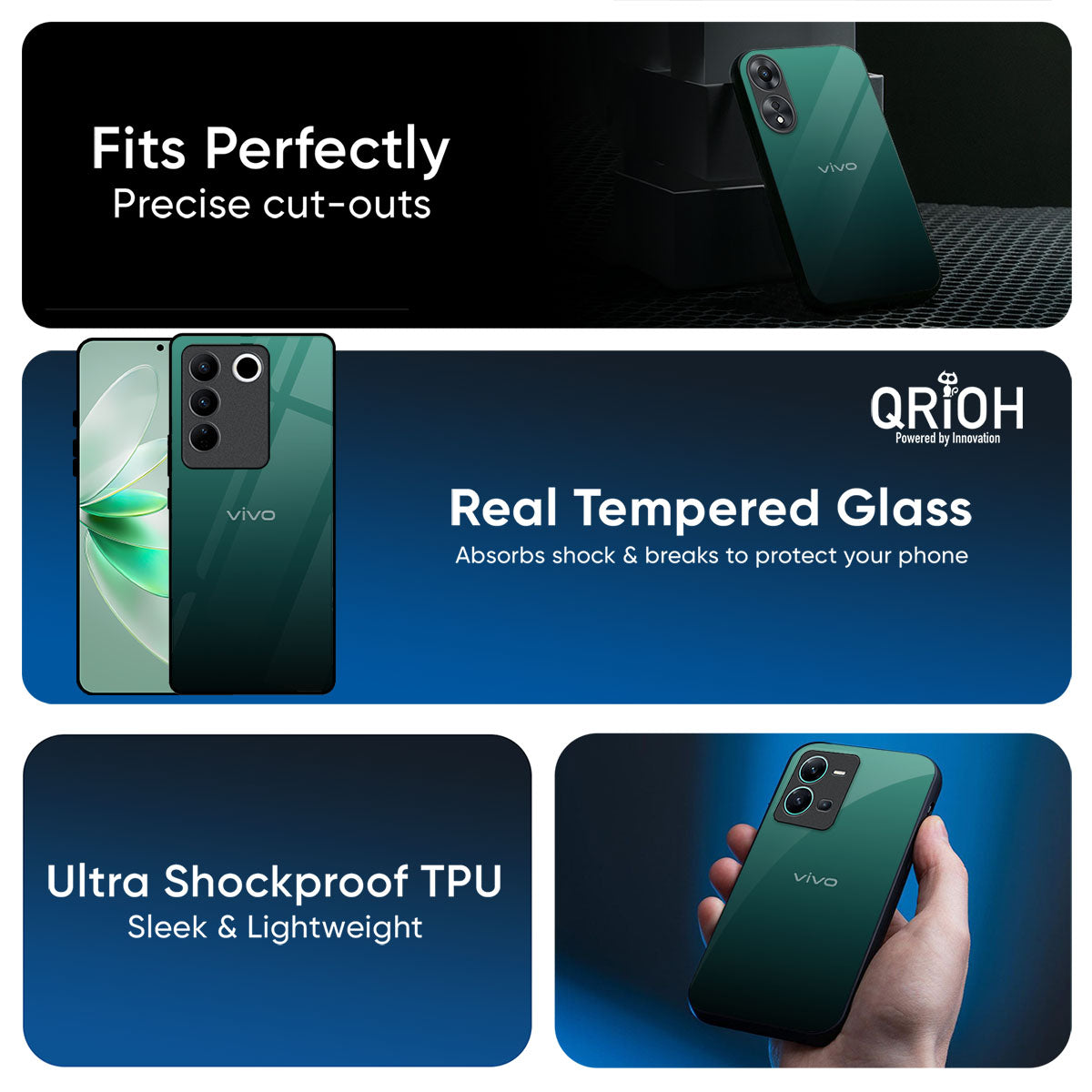 Palm Green Glass Case For Vivo T4 5G