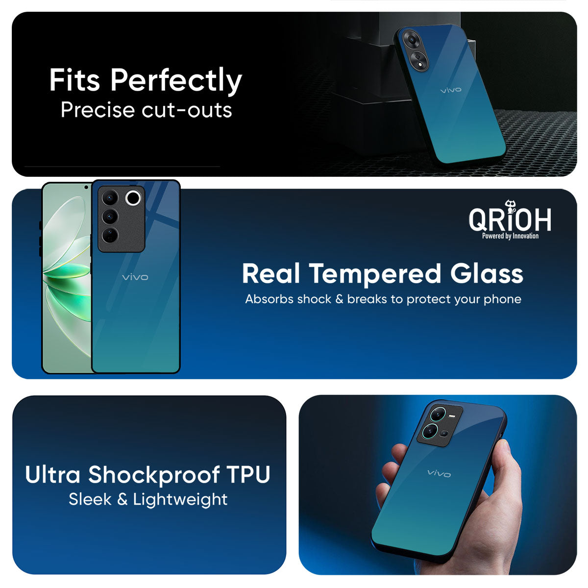 Celestial Blue Glass Case For Vivo Y200e 5G