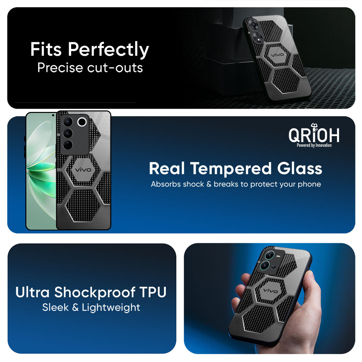 Hexagon Style Glass Case For Vivo T4 5G