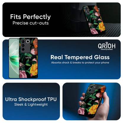 Flowers & Butterfly Glass Case for Vivo X300 Pro 5G