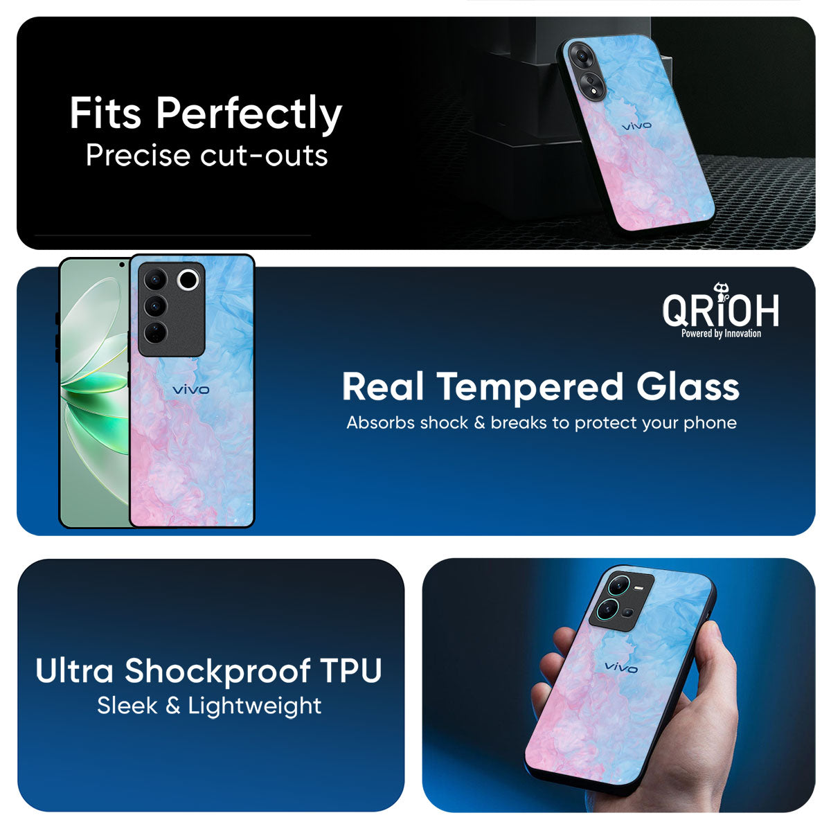 Mixed Watercolor Glass Case for Vivo T4 5G