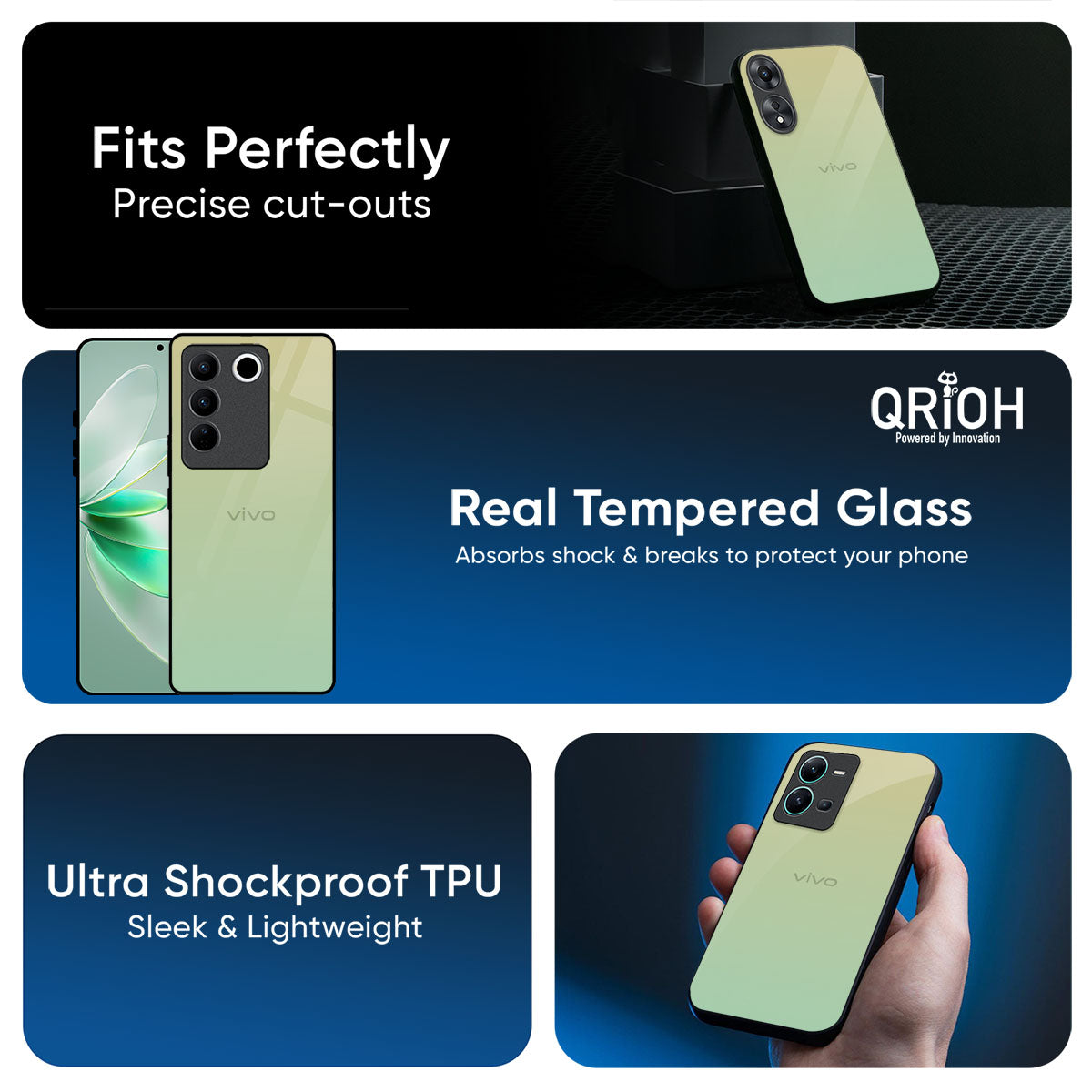 Mint Green Gradient Glass Case for Vivo Y400 Pro 5G