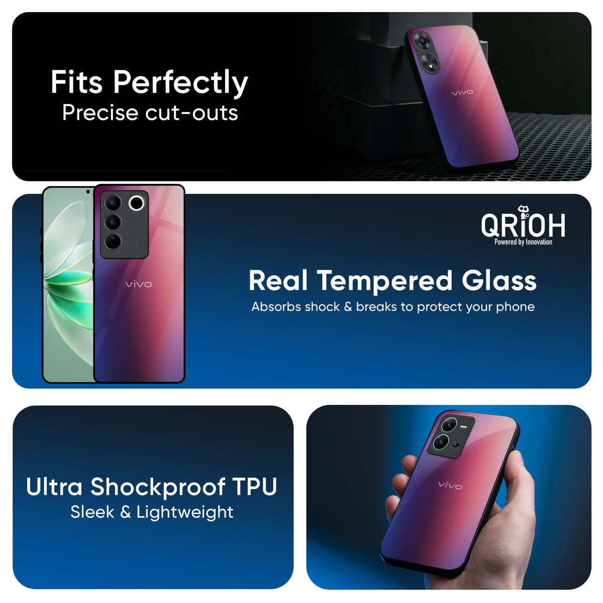 Multi Shaded Gradient Glass Case for Vivo V70 FE 5G