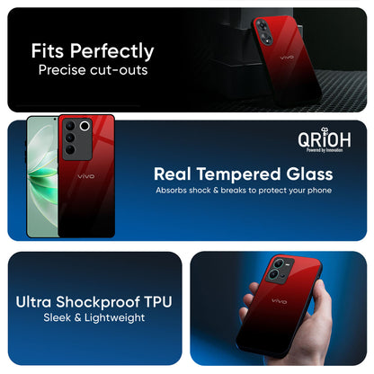 Maroon Faded Glass Case for Vivo V50e 5G