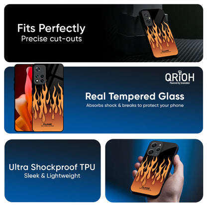 Fire Flame Glass Case for Redmi note 15 Pro +