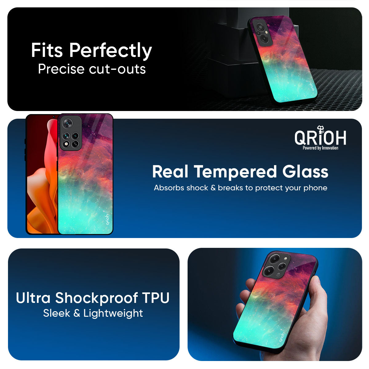 Colorful Aura Glass Case for Redmi note 15 Pro +