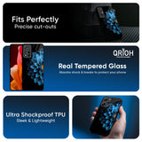 Half Blue Flower Glass Case for Mi 15 5G