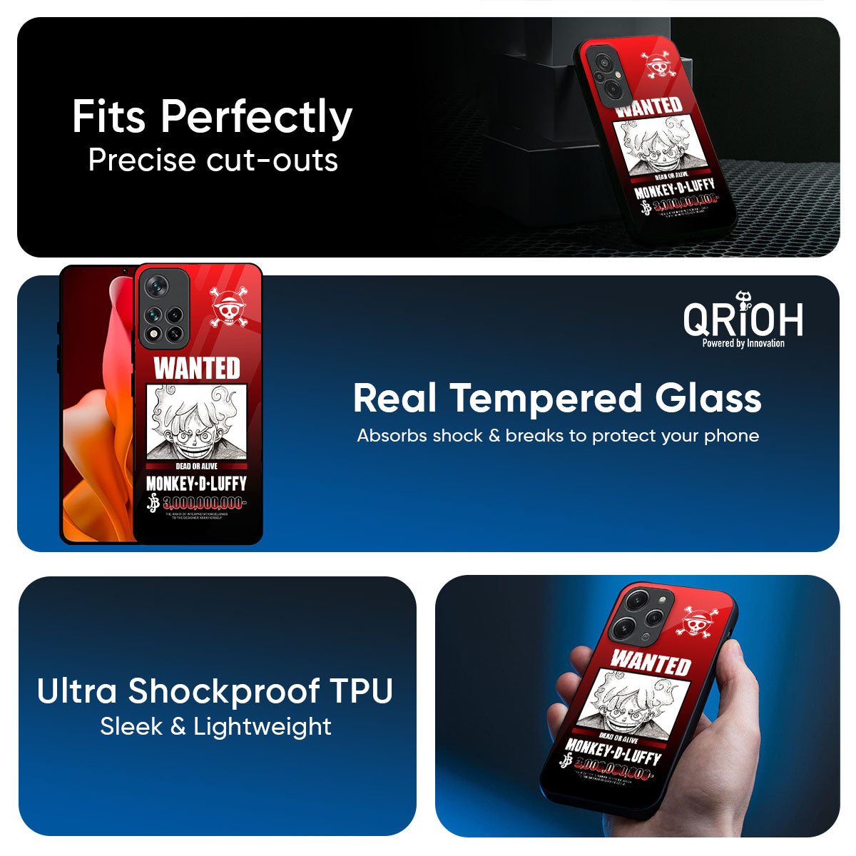 Luffy Wanted Glass Case for Mi 15 5G