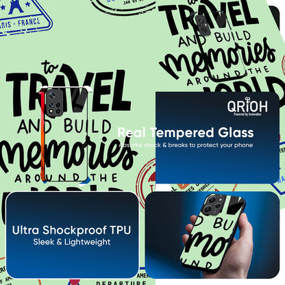 Travel Stamps Glass Case for Redmi note 15 Pro +