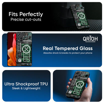 Green Camo Circuit Glass Case for Mi 15 5G