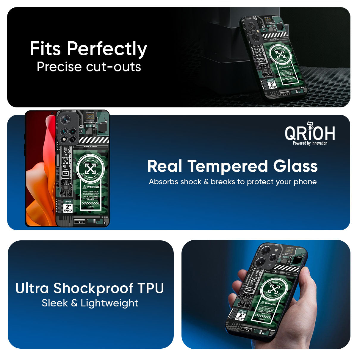 Green Camo Circuit Glass Case for Xiaomi 17 Ultra 5G