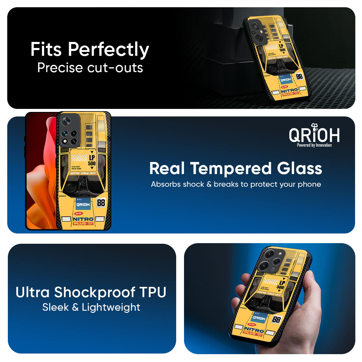 Yellow Racing Car Glass Case for Redmi 15 5G