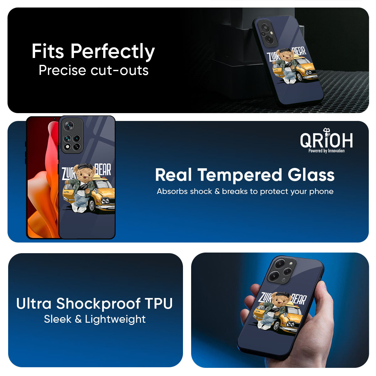 Adventurous Bear Glass Case for Mi 15 5G