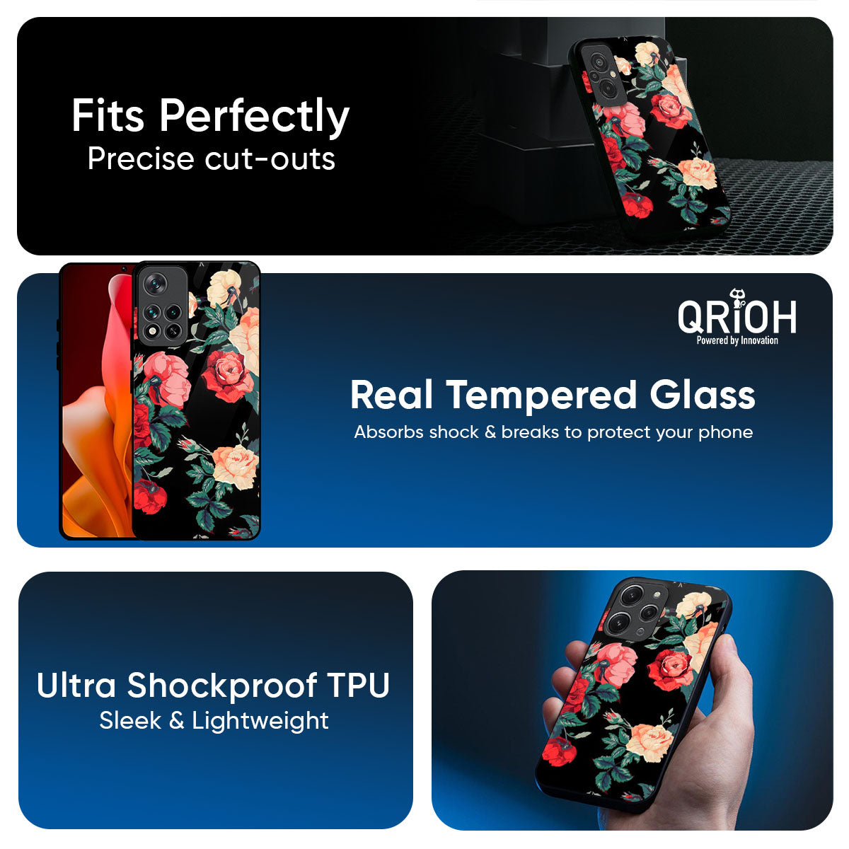 Floral Bunch Glass Case For Mi 15 5G