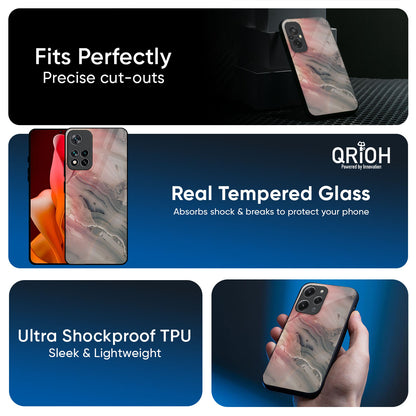Pink And Grey Marble Glass Case For Redmi note 15 Pro +