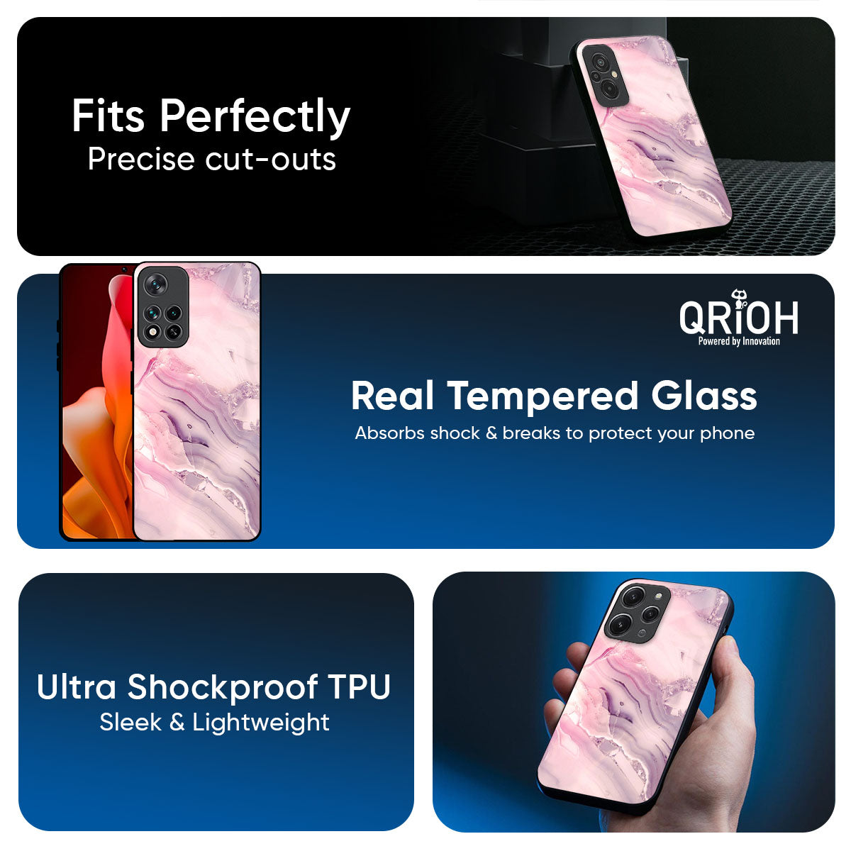 Diamond Pink Gradient Glass Case For Mi 15 5G