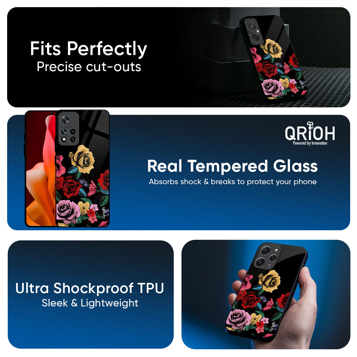Floral Decorative Glass Case For Redmi note 15 Pro +