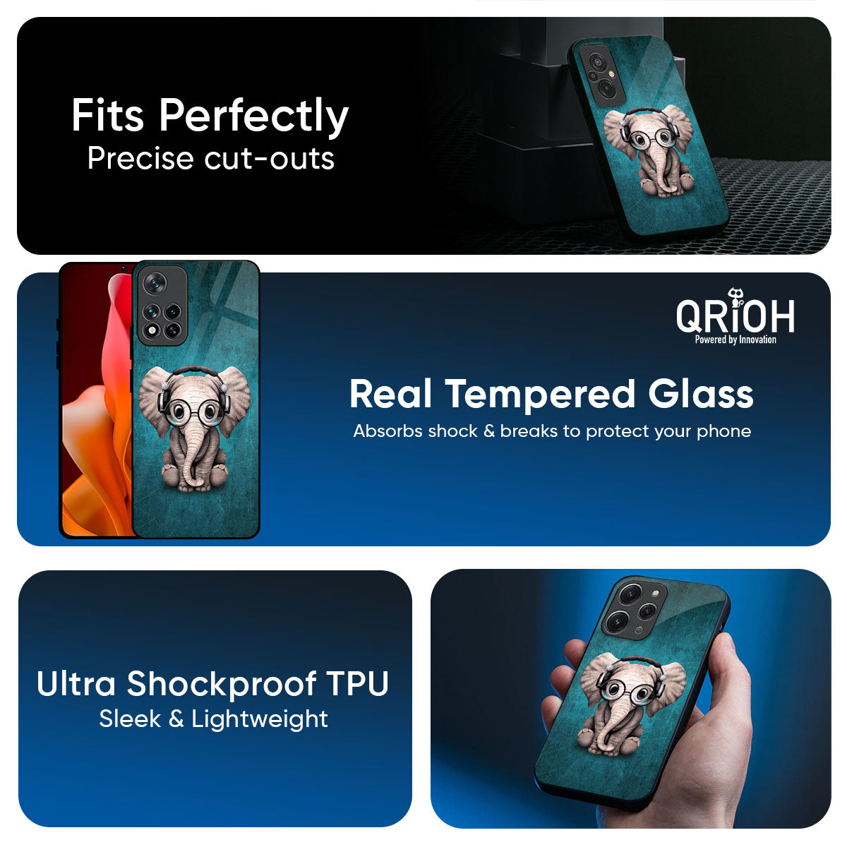 Adorable Baby Elephant Glass Case For Mi 14 Ultra 5G