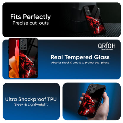 Red Angry Lion Glass Case for Redmi note 15 Pro +