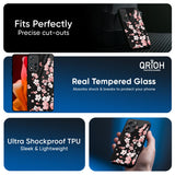 Black Cherry Blossom Glass Case for Xiaomi Redmi Note 11 Pro+