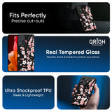 Black Cherry Blossom Glass Case for Redmi Note 15 Pro 5G