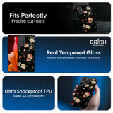 Black Spring Floral Glass Case for Redmi 15 5G