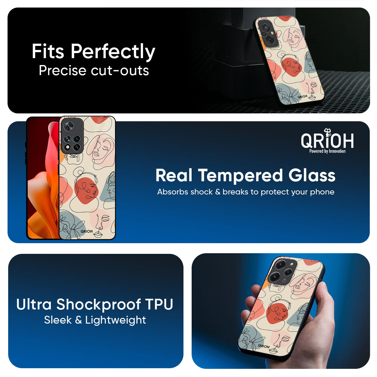 Abstract Faces Glass Case for Mi 15 5G