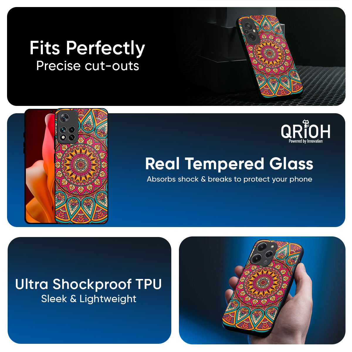Elegant Mandala Glass Case for Mi 15 5G