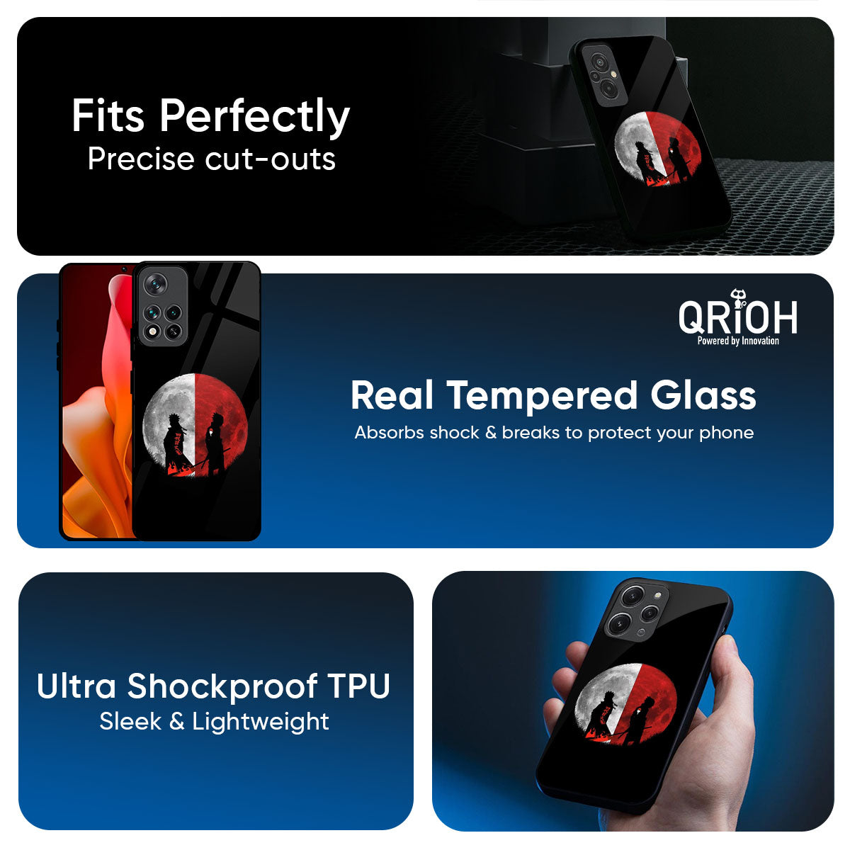 Anime Red Moon Glass Case for Redmi Note 15 5G
