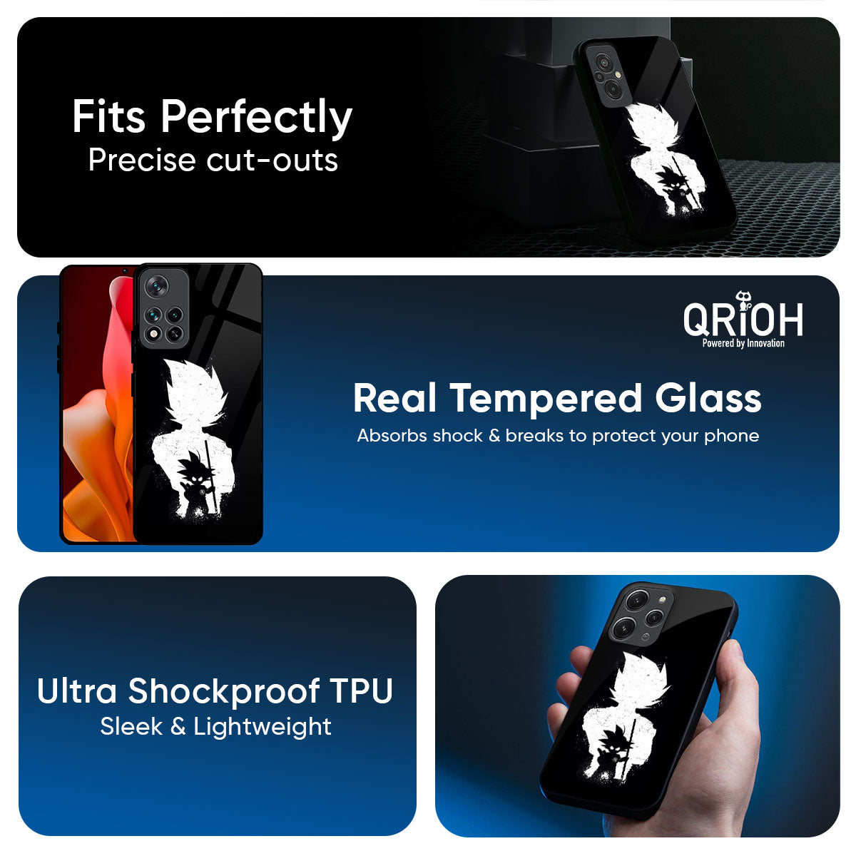 Monochrome Goku Glass Case for Mi 15 5G