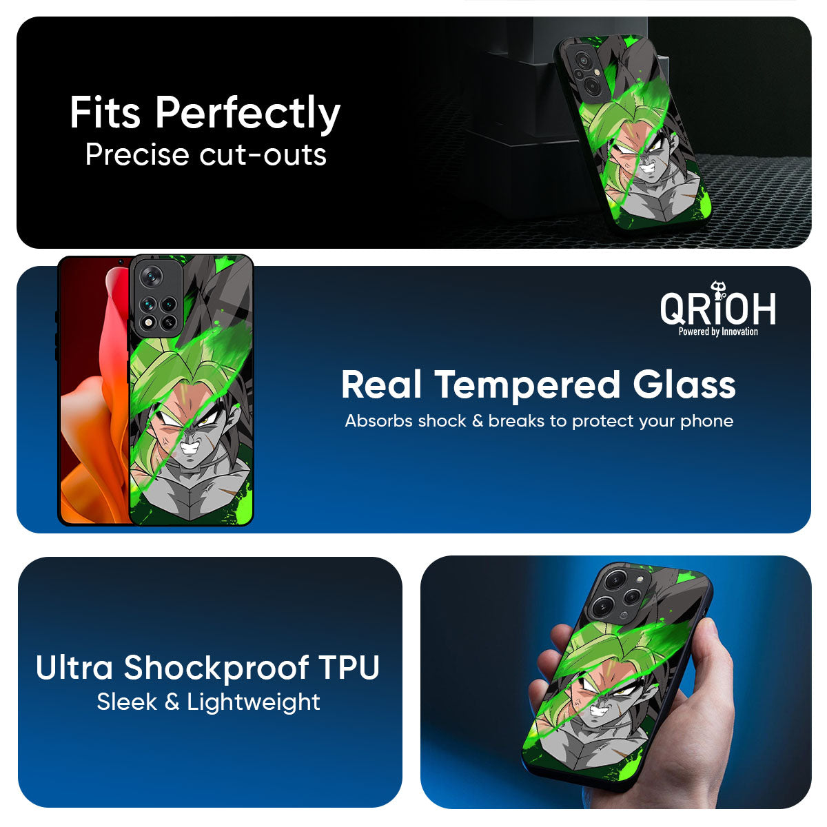 Anime Green Splash Glass Case for Mi 15 5G