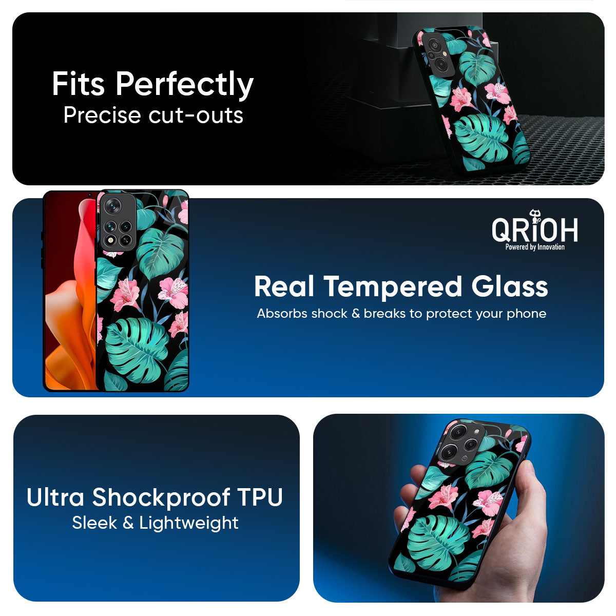 Tropical Leaves & Pink Flowers Glass Case for Xiaomi 17T 5G