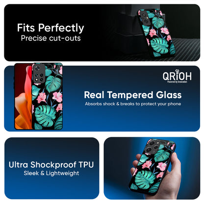 Tropical Leaves & Pink Flowers Glass Case for Xiaomi 17T 5G