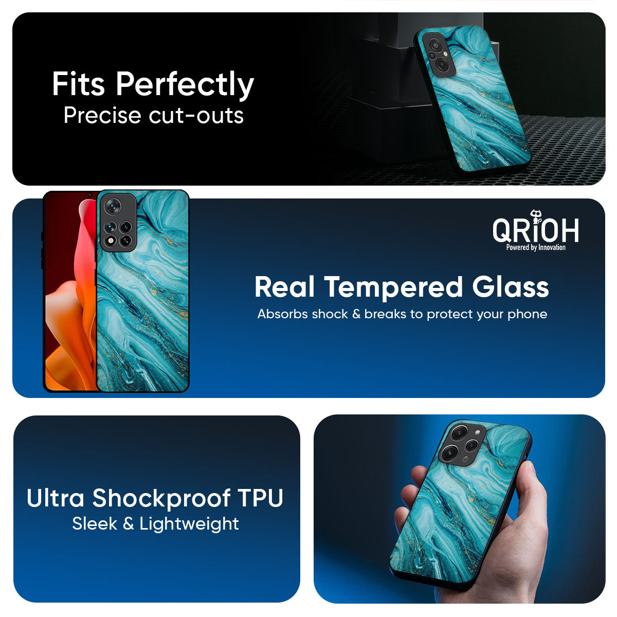 Ocean Marble Glass Case for Redmi note 15 Pro +