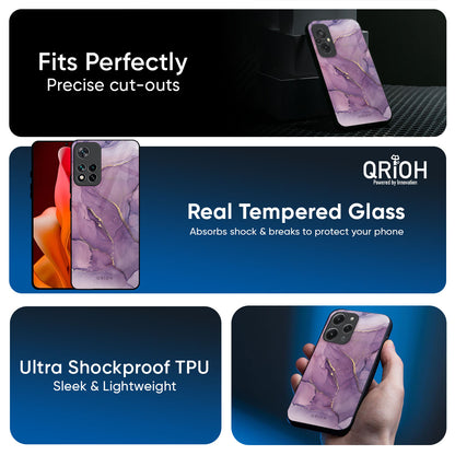 Purple Gold Marble Glass Case for Redmi Note 15 Pro 5G