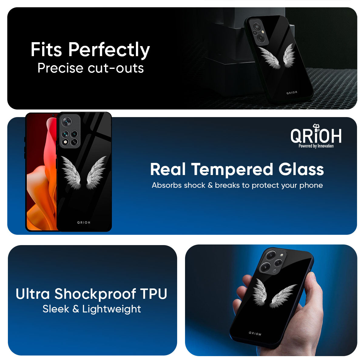 White Angel Wings Glass Case for Mi 15 5G