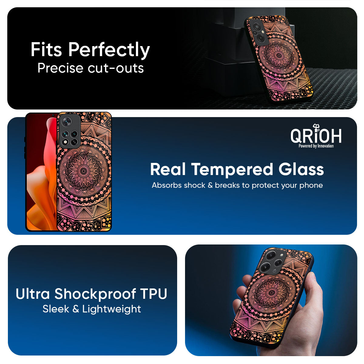 Floral Mandala Glass Case for Mi 15 5G