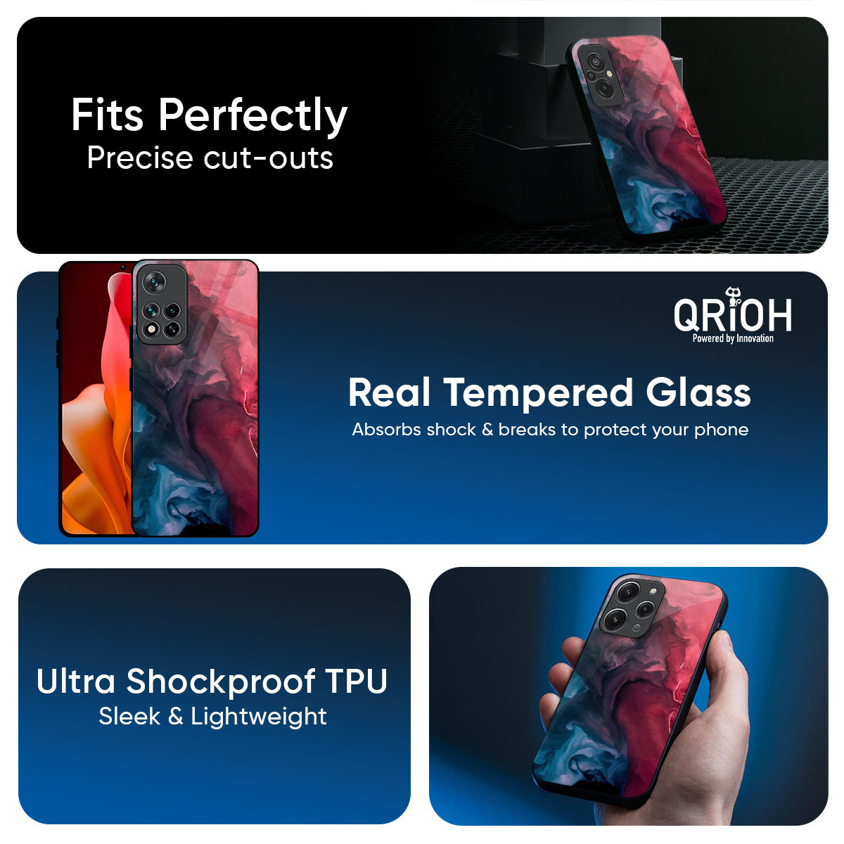 Blue & Red Smoke Glass Case for Xiaomi 17 5G