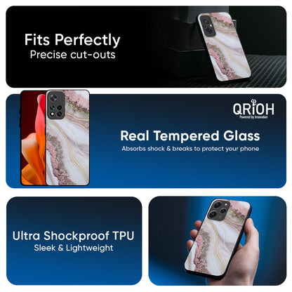 Pink & Gold Gllitter Marble Glass Case for Redmi Note 15 5G