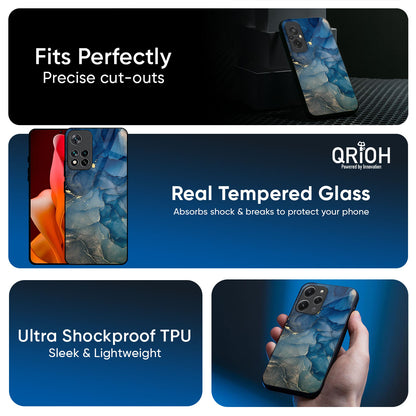 Blue Cool Marble Glass Case for Mi 15 5G