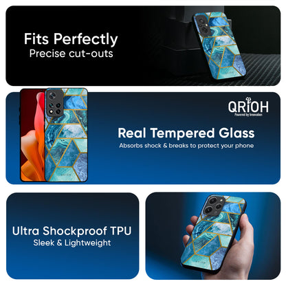 Turquoise Geometrical Marble Glass Case for Xiaomi 17 5G