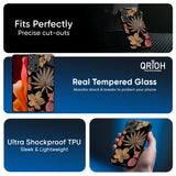 Lines Pattern Flowers Glass Case for Redmi Note 15 Pro 5G