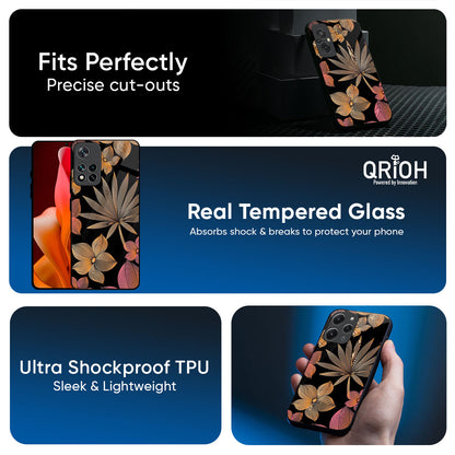 Lines Pattern Flowers Glass Case for Xiaomi 17 5G