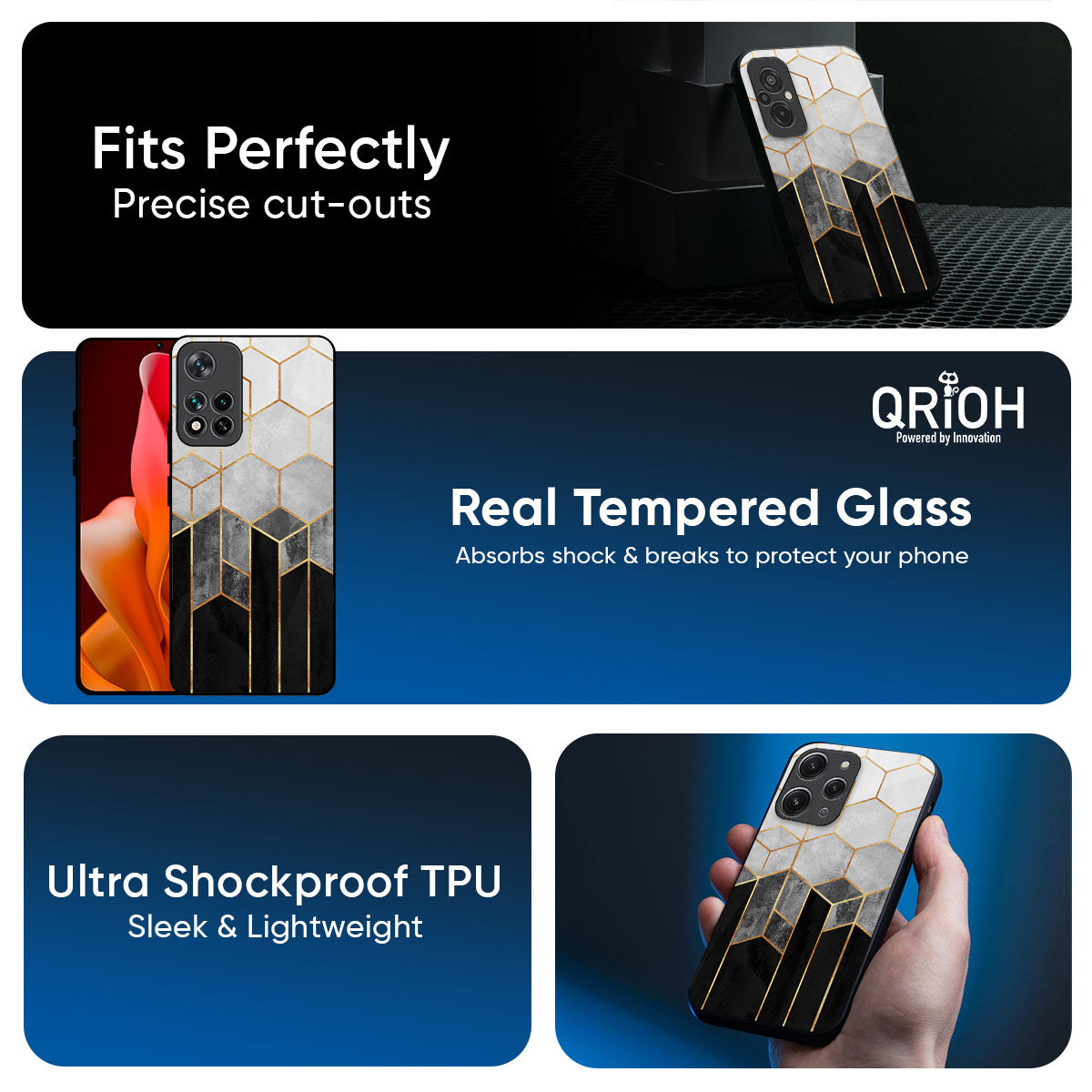 Tricolor Pattern Glass Case for Mi 15 5G