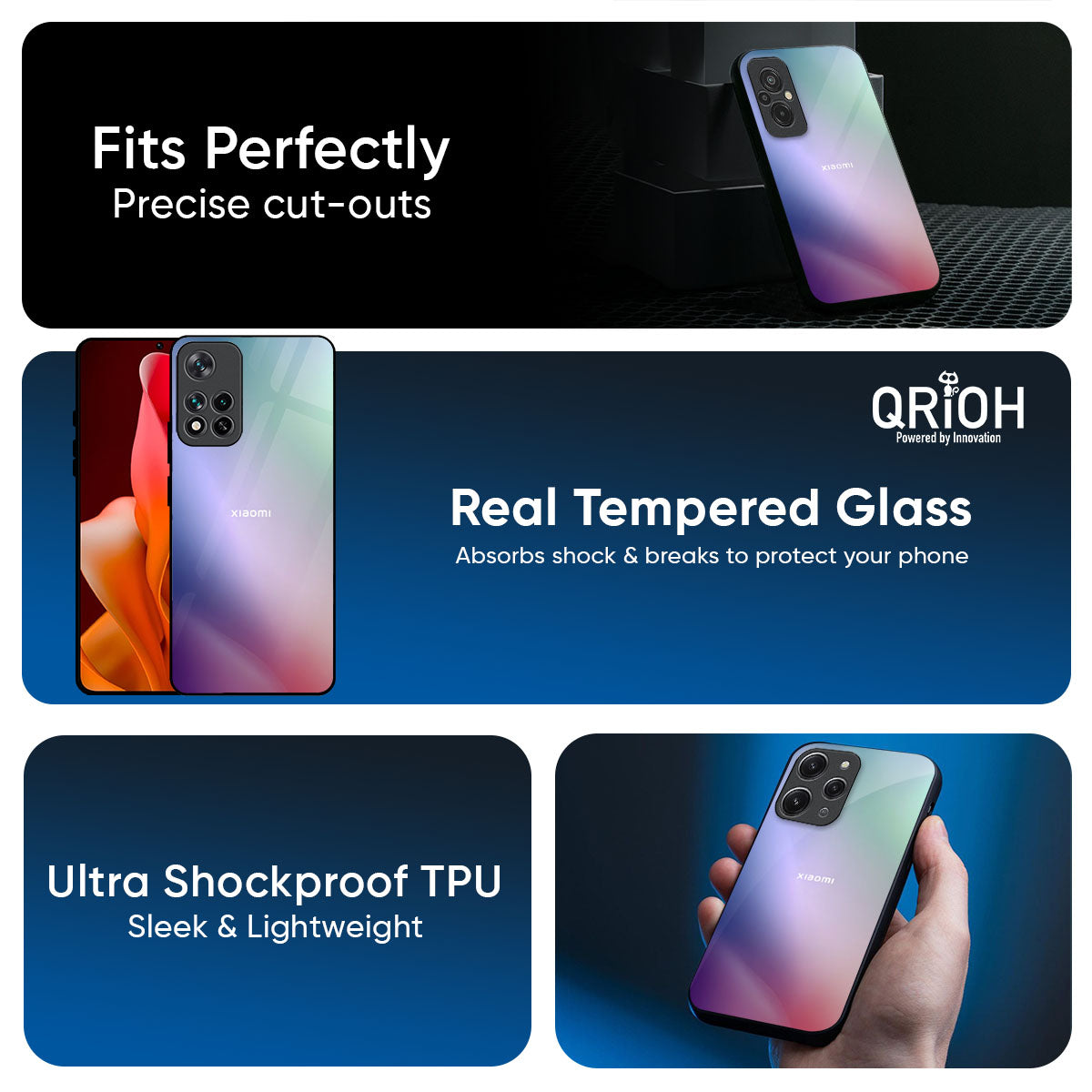 Abstract Holographic Glass Case for Mi 15 5G