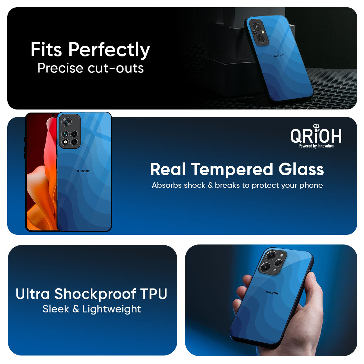 Blue Wave Abstract Glass Case for Mi 15 5G