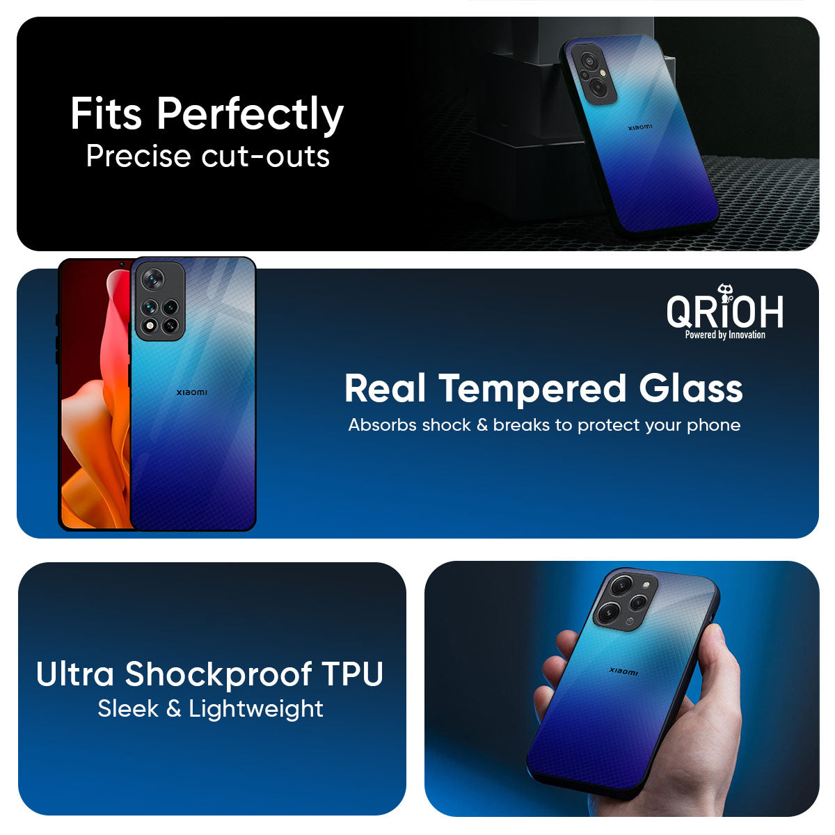Blue Rhombus Pattern Glass Case for Xiaomi 17 Ultra 5G