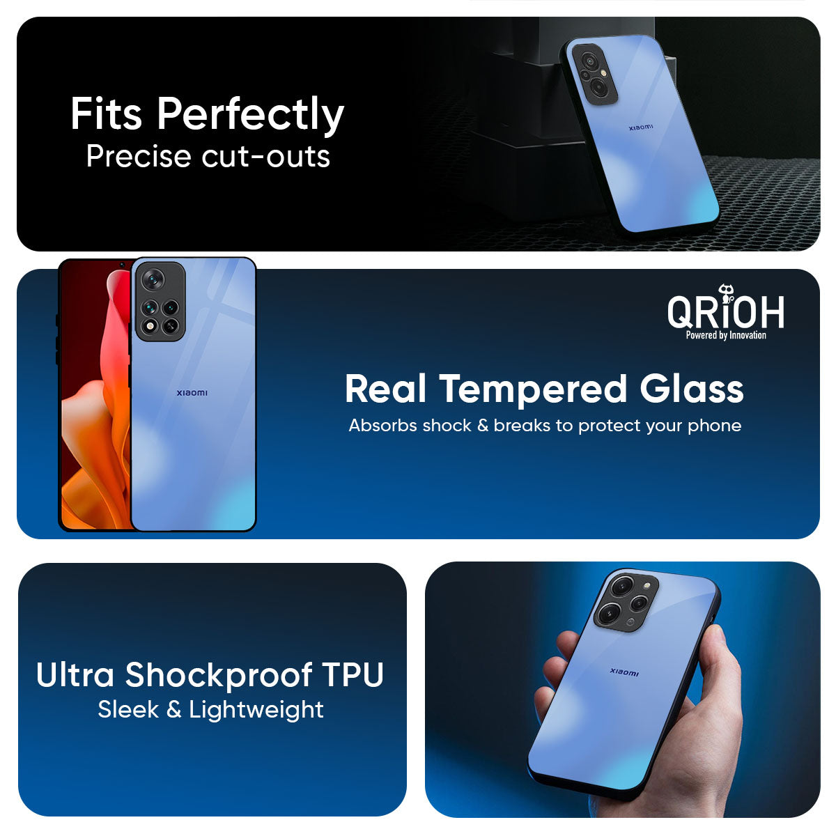 Vibrant Blue Texture Glass Case for Mi 14 Ultra 5G